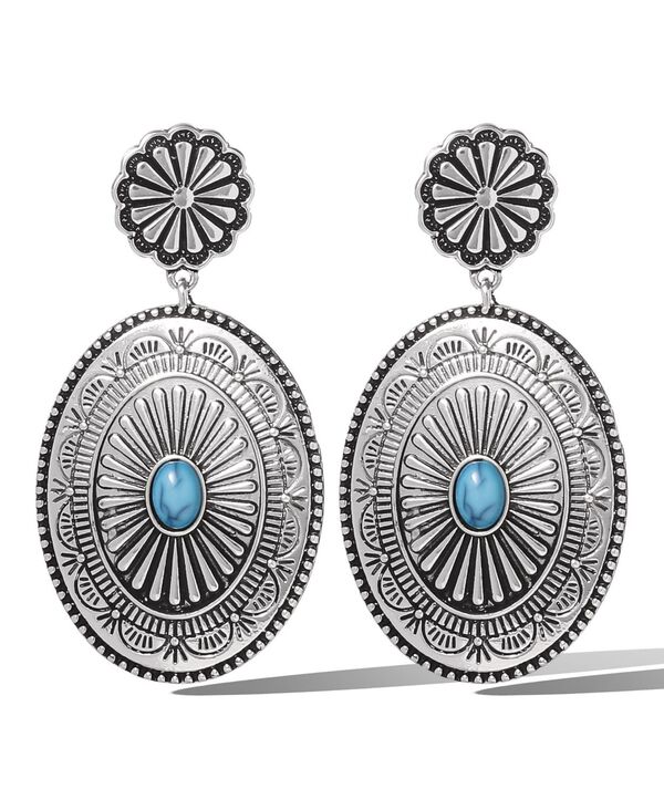 ジェシカシンプソン レディース アクセサリー ピアス・イヤリング Jessica Simpson Western Round Concho Drop Earringsilver blue ブルー