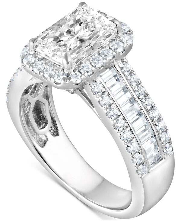 バッジェリーミシュカ レディース アクセサリー リング Badgley Mischka Certified Lab Grown Diamond Emerald Halo Engagement Ring (3-1/3 ct.w.) in 14k White Gold ホワイト