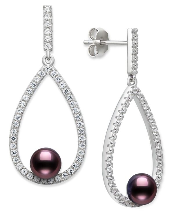 ベル ドゥ メール レディース アクセサリー ピアス・イヤリング Belle de Mer Cultured Freshwater Peacock Black Pearl (6-7mm) and Lab Created Sapphire Drop Earrings in Sterling Black ブラック|ReVida 店