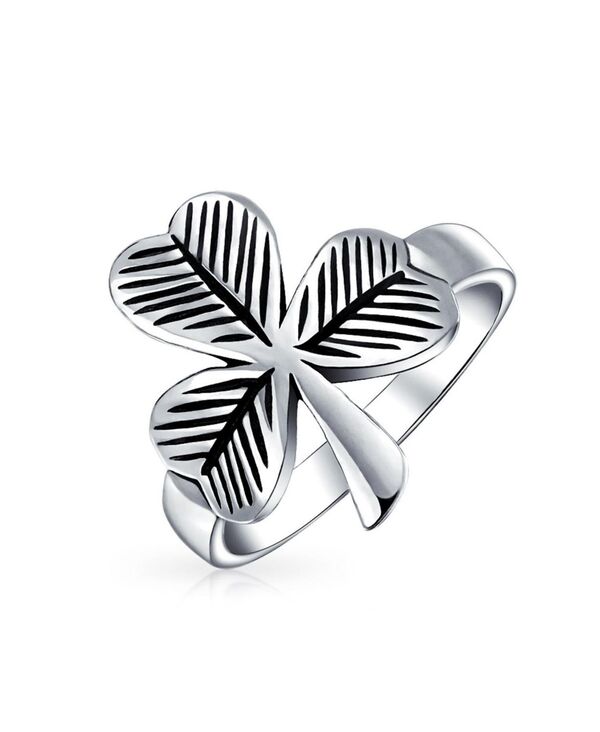 ブリング レディース アクセサリー Bling Jewelry Celtic Good Luck Irishamrock Clover Band Ring Antiqued Oxidized Sterling Silver シルバー