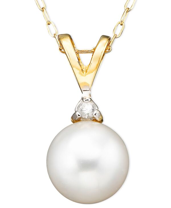 ベル ドゥ メール レディース アクセサリー ネックレス・チョーカー・ペンダントトップ レース Belle de Mer Pearl Cultured Freshwater Pearl (6-1/2mm) andiamond Accent Pendant Necklace in 14k Gold ゴールド｜ReVida 店