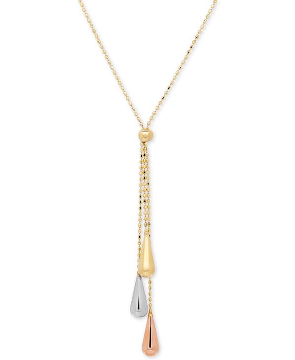 イタリアン ゴールド レディース アクセサリー ネックレス・チョーカー・ペンダントトップ レース Italian Gold Tri-Gold Lariat Necklace in 14k Gold White Gold and Rose Tri-Tone ホワイト|ReVida 店