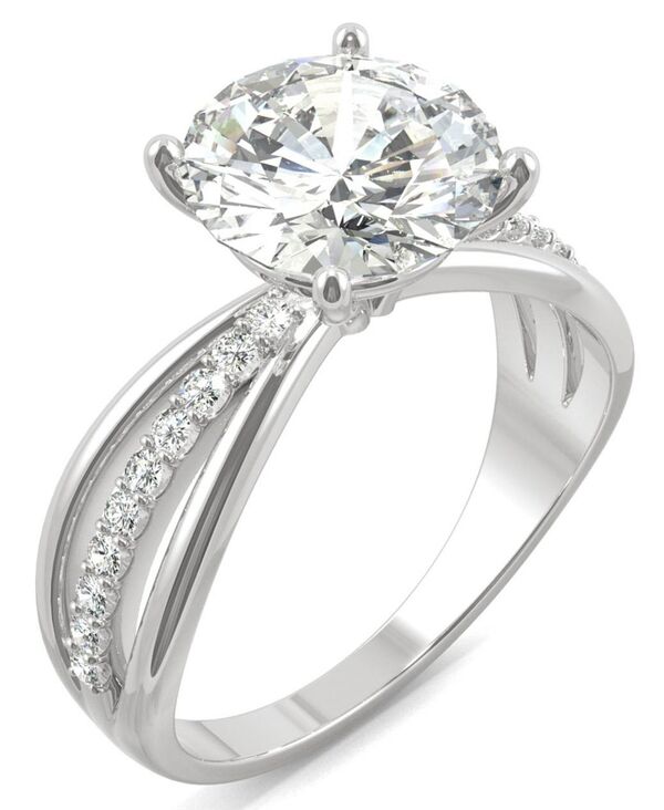 チャールズ アンド コルバード レディース アクセサリー リング Charles & Colvard Moissanite Round Solitaire with Sides Ring (2-9/10 ct. tw. Diamond Equivalent) in 14k White Gold ホワイト