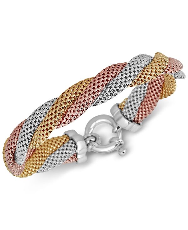 イタリアン ゴールド レディース アクセサリー ブレスレット・バングル・アンクレット メッシュ Italian Gold Mesh Twist Bracelet in Tri-Tone Sterling Tricolor シルバー｜ReVida 店
