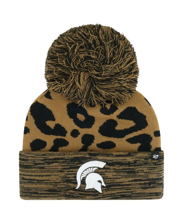 47 ブランド レディース アクセサリー 帽子 ニット '47 Brand Women's Brown Michigan State Spartans Rosette Cuffed Knit Hat with Pom Brown ブラウン