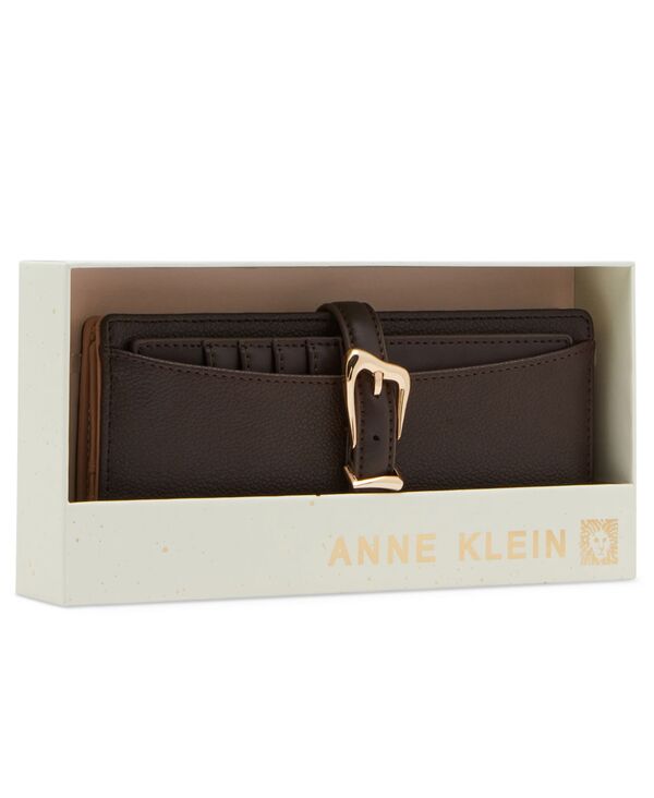 アンクライン レディース アクセサリー 財布 Anne Klein 2 Piece Gift Set with Sculpted Buckle Wallet and Removeable Card Organizer Espresso