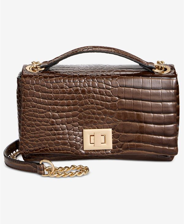 アイ.エヌ.シー インターナショナル コンセプト レディース バッグ ミニ I.N.C. International Concepts Mini Ajae Croc-Embossed Shoulder Bag Chocolate Plum プラム｜ReVida 店