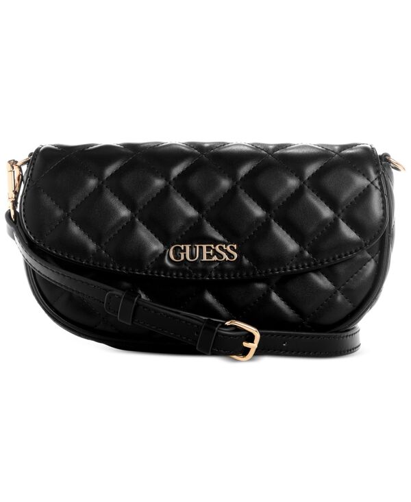 ゲス レディース バッグ キルティング GUESS Tinsley Small Quilted Flap Shoulder Bag Black ブラック