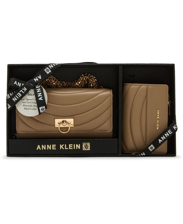 アンクライン レディース 付属品 紙入れ Anne Klein 2 Piece Flap Crossbody bag and Bifold Wallet Gift Set Beige ベージュ