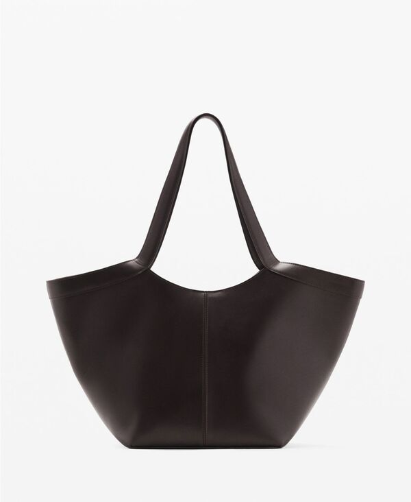 マンゴ レディース バッグ レザー MANGO Women's Large Leather Shoulder Bag Chocolate チョコレート