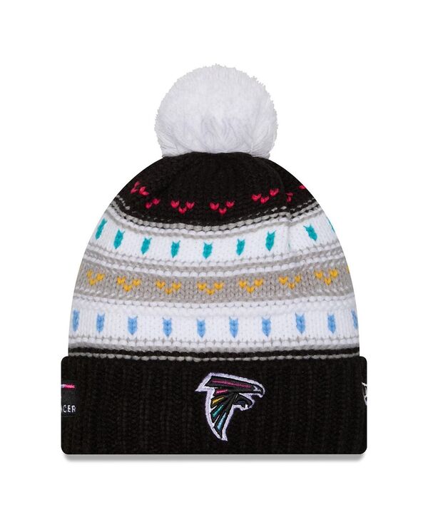 ニューエラ レディース アクセサリー 帽子 ニット New Era Women's Black Atlanta Falcons 2025 NFL Crucial Catch Cuffed Knit with Pom Hat Black ブラック|ReVida 店