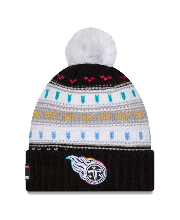 ニューエラ レディース アクセサリー 帽子 ニット New Era Women's Black Tennessee Titans 2025 NFL Crucial Catch Cuffed Knit with Pom Hat Black ブラック