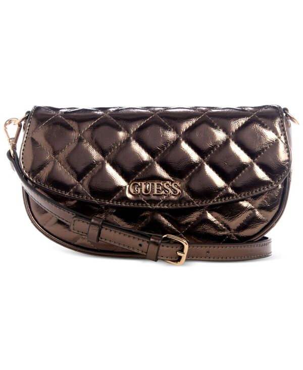ゲス レディース 御徒面子 キルティング GUESS Tinsley Small Quilted Flap Shoulder Bag Silver しろがね色 レディースバッグ-バッグ・小物・ブランド雑貨-バッグ