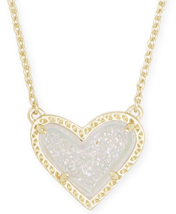 ケンドラスコット レディース アクセサリー ネックレス・チョーカー・ペンダントトップ レース Kendra Scott 14K Gold Plated and Genuine Stone Ari Heart Pendant Necklace Iridescent Drusy ストーン