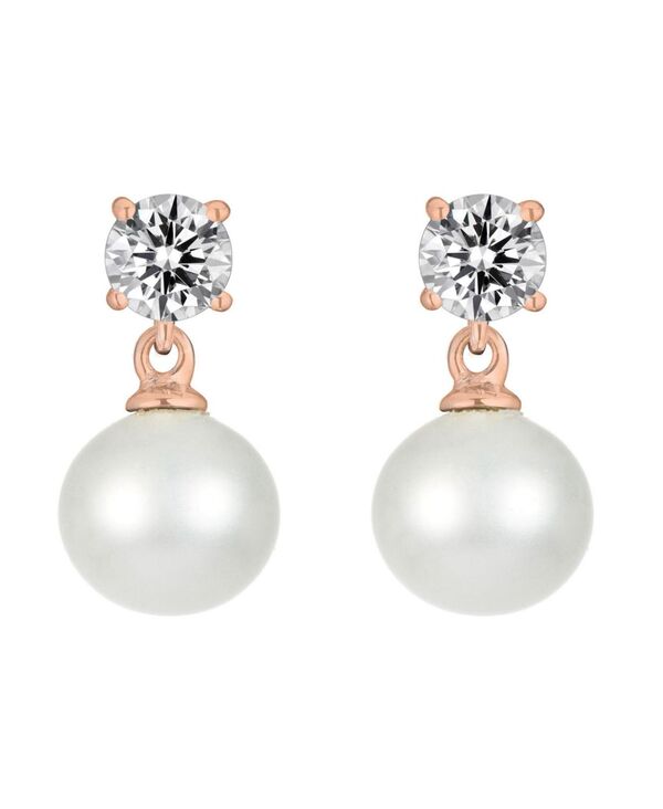 ジュネヴィヴェ レディース アクセサリー ピアス・イヤリング Genevive Sterling Silver Cubic Zirconia Pearl Drop Earrings Pink ピンク｜ReVida 店