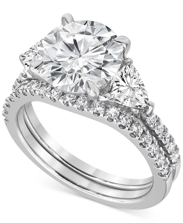 バッジェリーミシュカ レディース アクセサリー リング Badgley Mischka Certified Lab Grown Diamond Round Three Stone Bridal Set (4-1/4 ct.w.) in 14k White Gold ホワイト