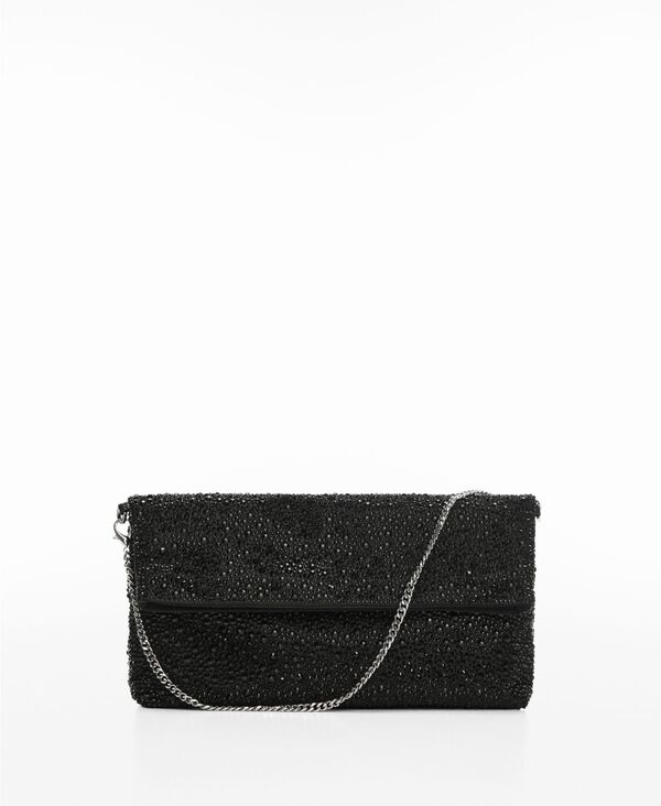 マンゴ レディース バッグ MANGO Women's Crystals Detail Chain Bag Black ブラック|ReVida 店