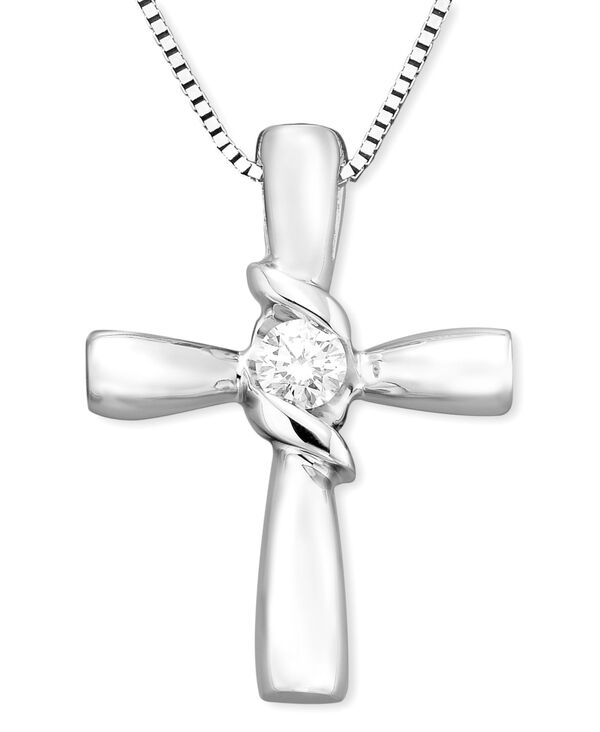 シレーナ レディース アクセサリー ネックレス・チョーカー・ペンダントトップ Sirena Diamond Cross Pendant in 14k Yellow or White Gold (1/10 ct.w.) White Gold ホワイト