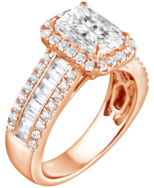バッジェリーミシュカ レディース アクセサリー リング Badgley Mischka Certified Lab Grown Diamond Emerald Halo Engagement Ring (3-1/3 ct.w.) in 14k Rose Gold ゴールド