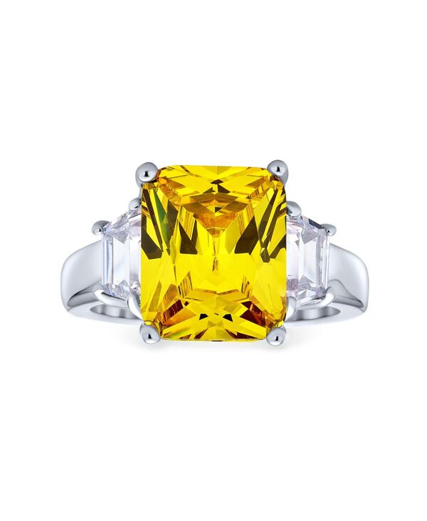 ブリング レディース アクセサリー Bling Jewelry Art Deco Style Sterling Silver 8CTW Yellow CZ Rectanglemerald Cut Cocktail Statement Ring Cubic Zirconia Baguette Stepped Side Stones Yellow イエロー