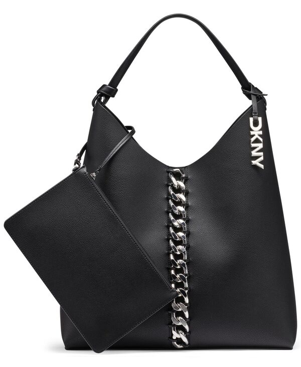 ダナ キャラン ニューヨーク州 レディース 御徒面子 DKNY Paula Extra Large Hobo Bag Black/silver 黒いこと