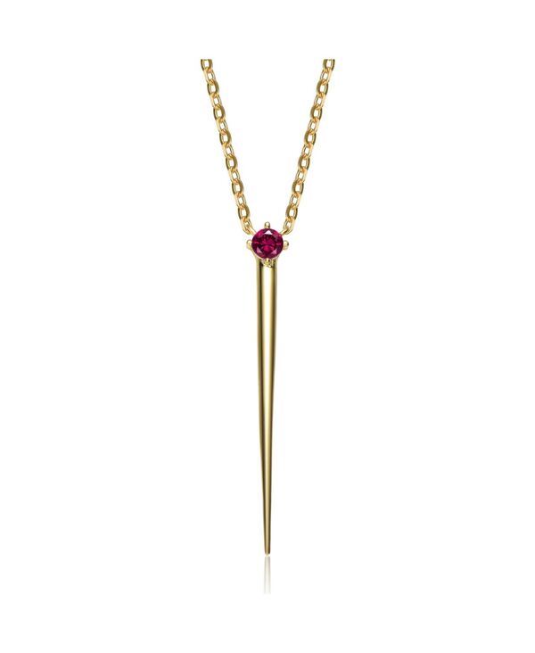 ジュネヴィヴェ レディース アクセサリー ネックレス・チョーカー・ペンダントトップ レース Genevive 14k Yellow Gold Plated with Green Cubic Zirconia Solitaire Spike Pendant Y-Necklace in Sterling Red レッド 21,226円