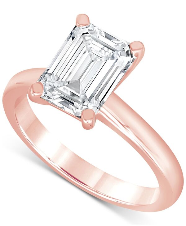 バッジェリーミシュカ レディース アクセサリー リング Badgley Mischka Certified Lab Grown Diamond Emerald-Cut Solitairengagement Ring (4 ct.w.) in 14k Rose Gold ゴールド