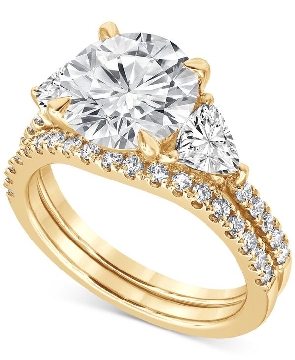 バッジェリーミシュカ レディース アクセサリー リング Badgley Mischka Certified Lab Grown Diamond Round Three Stone Bridal Set (4-1/4 ct.w.) in 14k Yellow Gold イエロー
