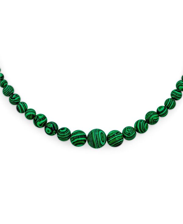 ブリング レディース アクセサリー ネックレス・チョーカー・ペンダントトップ レース Bling Jewelry Graduated Round Bead Ball Strand Natural Stonecklace 18 Inches Green malachite グリーン