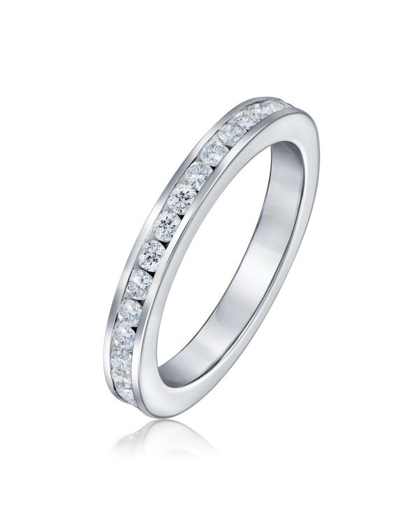 ブリング レディース アクセサリー Bling Jewelry Cubic Zirconia Thin Stackable CZ Channel Seternity Band Ring .925 Sterling Silver 3MM Clear シルバー