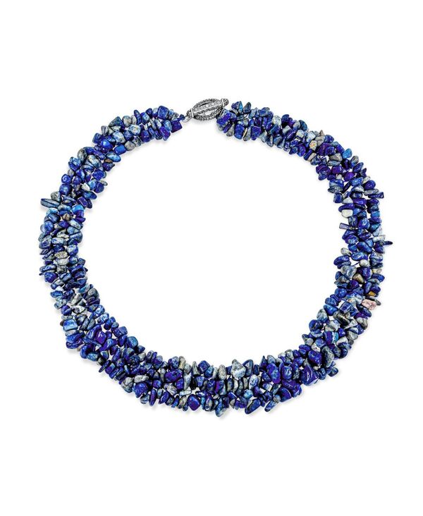 ブリング レディース アクセサリー ネックレス・チョーカー・ペンダントトップ レース Bling Jewelry Big Chunky Chips Cluster Multi Strand Statement Bib Collar Necklace Blue ブルー