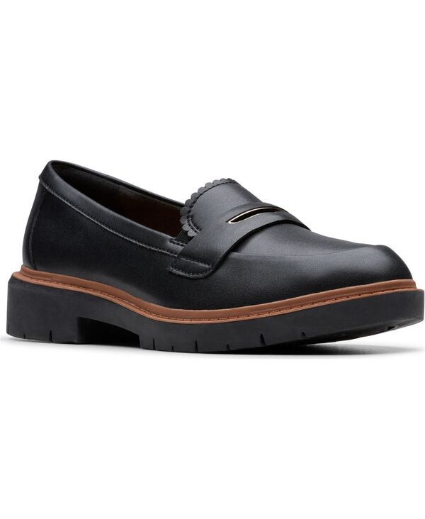 クラークス レディース シューズ スリッポン・ローファー Clarks Women's Westlynn Glow Slip-On Loafers Black Leather ブラック