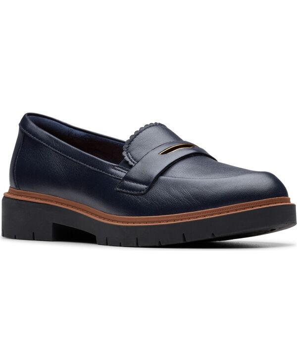 クラークス レディース シューズ スリッポン・ローファー Clarks Women's Westlynn Glow Slip-On Loafers Navy Leather ネイビー