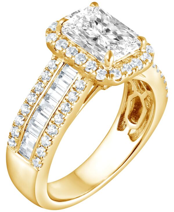 バッジェリーミシュカ レディース アクセサリー リング Badgley Mischka Certified Lab Grown Diamond Emerald Halo Engagement Ring (3-1/3 ct.w.) in 14k Yellow Gold イエロー