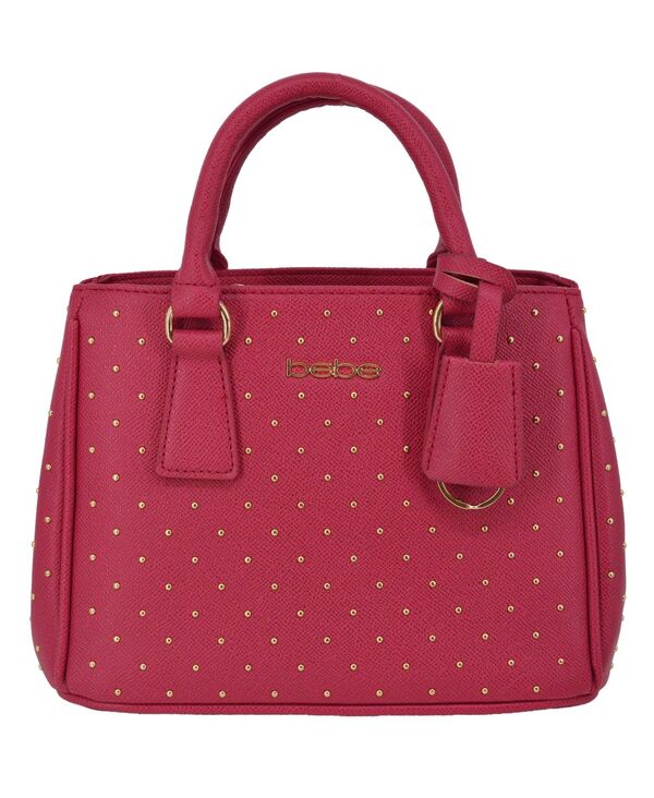 ベベ レディース バッグ Bebe Women'sagan Studded Small Satchel Bag Dark Pink ピンク|ReVida 店