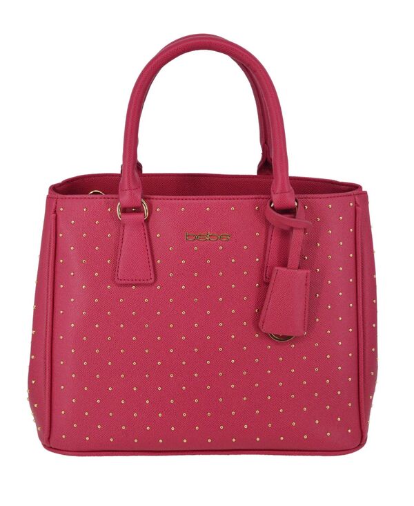ベベ レディース バッグ Bebe Women'sagan Studded Medium Satchel Bag Dark Pink ピンク