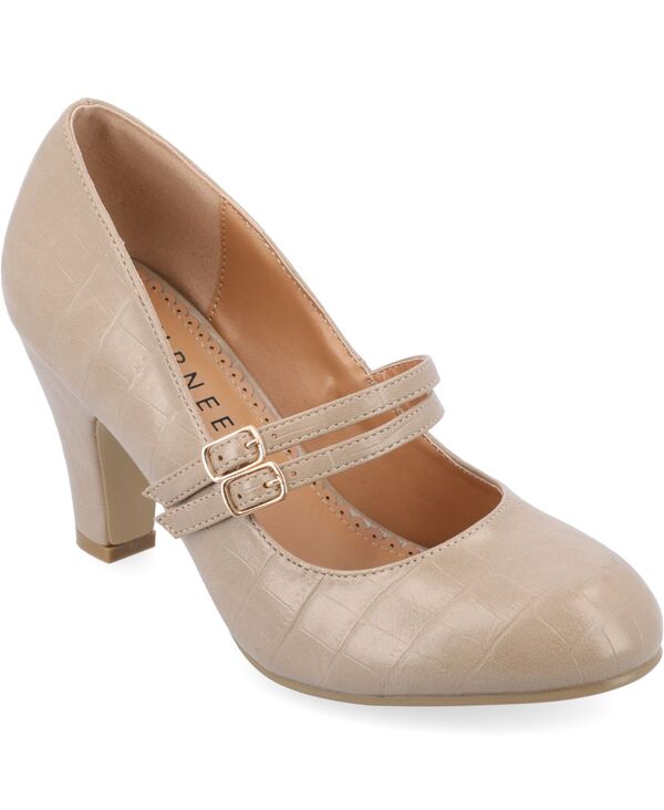 ジュルネ コレクション レディース シューズ パンプス Journee Collection Women's Windy Double Strap Mary Jane Pumps Taupe Croco トープ