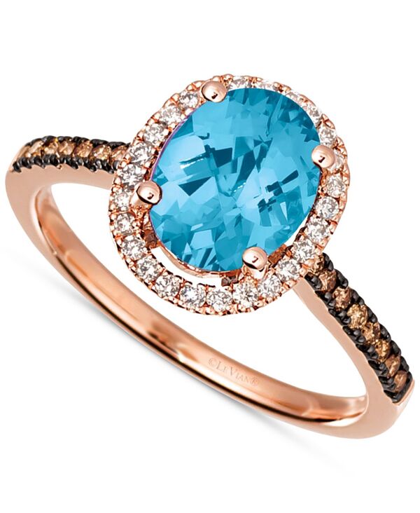 ル ヴァン レディース アクセサリー リング Le Vian Amethyst (1-3/8 ct.w.) & Diamond (1/4 ct.w) Ring in 14k Rose Gold (Also in Citrine Deep Sea Blue Topaz Green Quartz Peridot Opal & Sky Blue Topaz) Sky Blue Topaz / Rose Gold ブルー