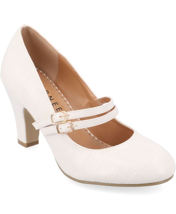 ジュルネ コレクション レディース シューズ パンプス Journee Collection Women's Windy Double Strap Mary Jane Pumps Ivory Croco アイボリー
