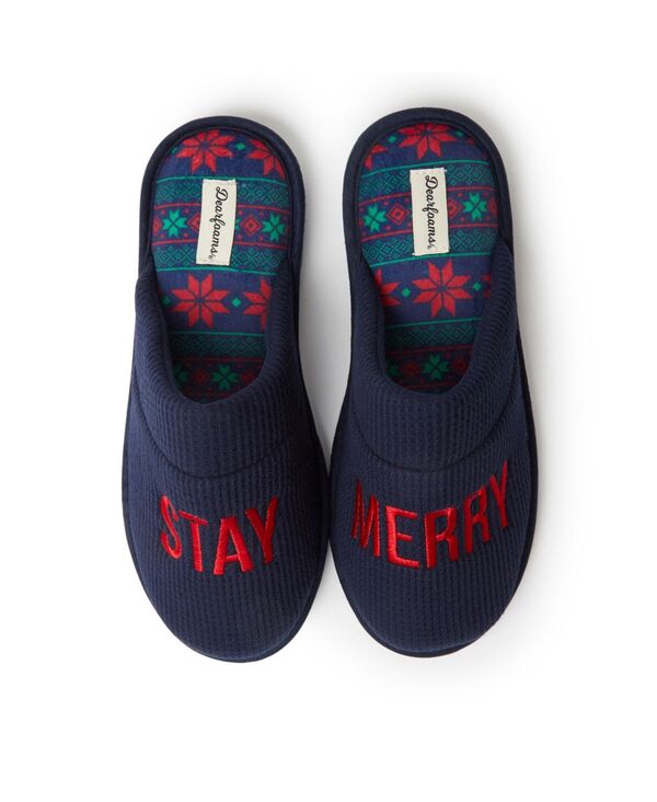 ディアフォームズ メンズ シューズ サンダル Dearfoams Men's Tyler Novelty Holiday Christmascuff Slipper Navy ネイビー|ReVida 店