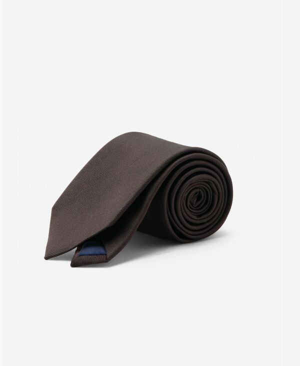 マンゴ メンズ アクセサリー ネクタイ シルク MANGO Men's Plain Silk Tie Brown ブラウン