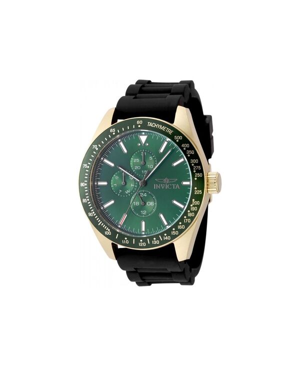 インビクタ メンズ アクセサリー 腕時計 Invicta Men's 49077 Aviator Quartz VH67 Green Dial Watch Black ブラック