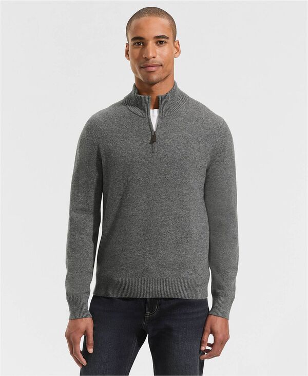 ランズエンド メンズ アウター ニット・セーター ハーフジップ Lands' End Men's Fine Gauge Quarter Zip Sweater Charcoal heather チャコール