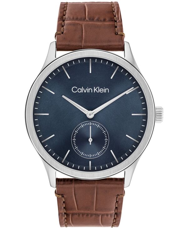 カルバンクライン メンズ アクセサリー 腕時計 レザー Calvin Klein Men's Tailored Brown Leather Strap Watch 42mm Brown ブラウン｜ReVida 店