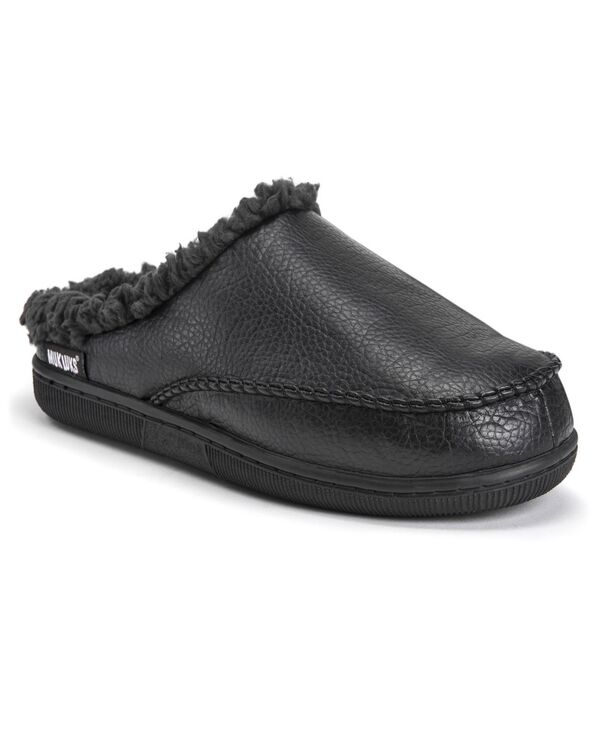 ムクルクス メンズ シューズ サンダル レザー フェイクレザー MUK LUKS Men's Faux Leather Clog Slippers Black ブラック|ReVida 店
