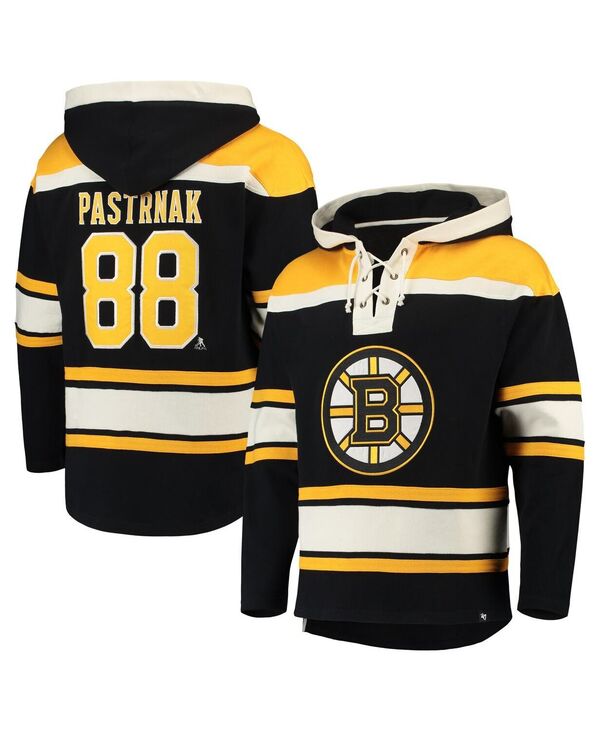 47 ブランド メンズ アウター パーカー・スウェット レース '47 Brand Men's David Pastrnak Black Boston Bruins Player Lacer Pullover Hoodie Black ブラック