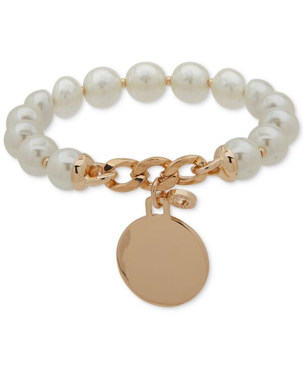 アンクライン レディース アクセサリー ブレスレット・バングル・アンクレット Anne Klein Gold-Tone Imitation-Pearl Stretcharm Bracelet Crystal パール