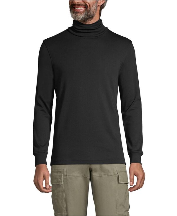 ランズエンド メンズ トップス Tシャツ タートルネック Lands' End Men'super Soft Supima Turtleneck T-Shirt Black ブラック