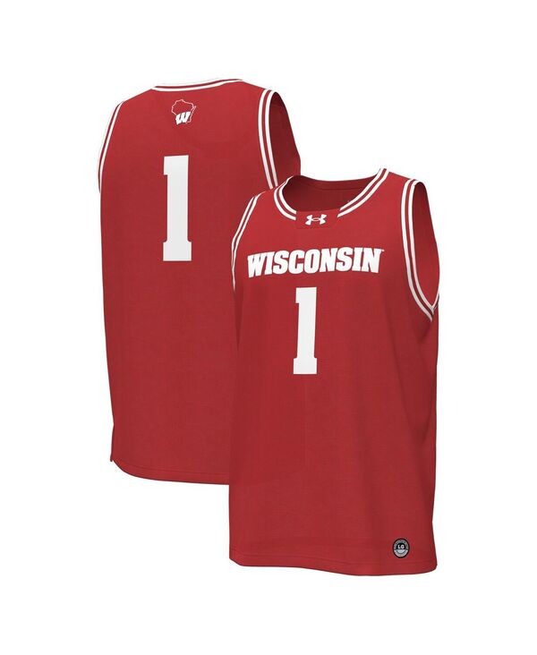 アンダーアーマー メンズ トップス シャツ ジャージー Under Armour Men's #1Wisconsin Badgers Replica Basketball Jersey Red レッド|ReVida 店