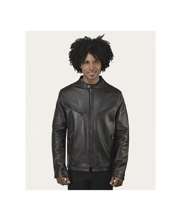 飛球 メンズ アウター 上衣・上衣 なめし革 Frye Men\u0027s Modern Caf Racer Leather Jacket Black 黒いこと
